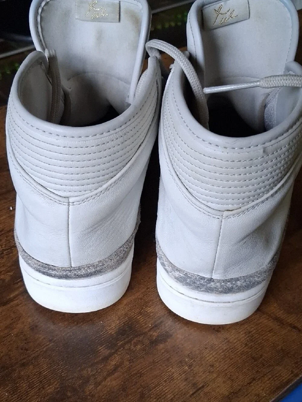 Jordan High Top Sneakers in Light Gray with Snake-Texture Toe